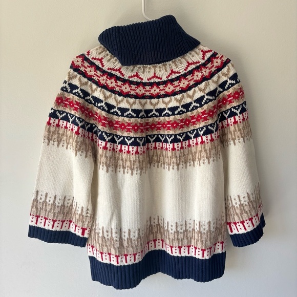 Lands’ End Ski Fair Isle Turtle Neck Sweater Wool Alpaca Cabin Fisherman Holiday - Picture 6 of 9